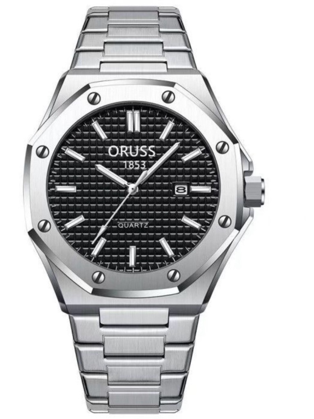 Oruss 1853 Stainless Steel Quartz Watch - Black Dial